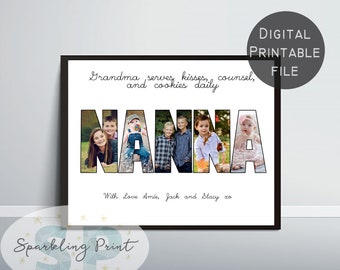 Custom Photo wall Art Print, Personalized grandchildren collage Picture gift, Grandma present Grandmother granny Nanna Grandmum birthday