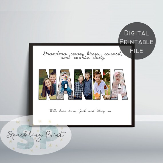 Custom photo wall art print personalized grandchildren etsy