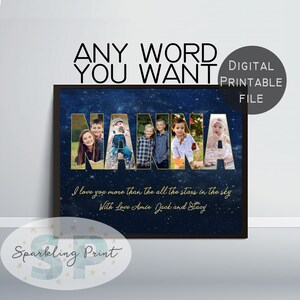 Custom Photo Art Print, Personalized wall Art, Personalized Picture gift, Grandma gift, Grandmother gift, Nanna gift, Starry Sky, Galaxy