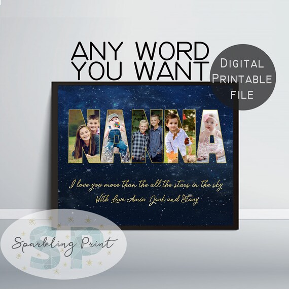Custom Photo Art Print, Personalized wall Art, Personalized Picture gift, Grandma gift, Grandmother gift, Nanna gift, Starry Sky, Galaxy