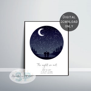 Personnalisé Constellation Cadeau de Saint-Valentin, bf Boyfriend gf Girfriend Personnalisé, Ciel étoilé par date, mariage, cadeau d’anniversaire