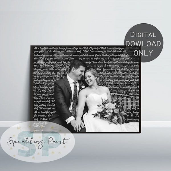 Custom Wedding Song Lyrics from Photo, Personalized First Dance Song, 1st Anniversary Gift for him, Custom Christmas Gift for her, wife gift
