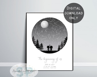 Custom Constellation Valentine's Day Gift, bf Boyfriend gf Girfriend Personalised, Starry sky by date, wedding, anniversary birthday present