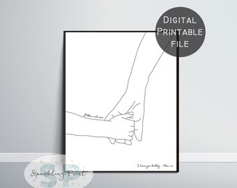 Custom Father's day gift, Holding Hands Print, Personalized Father Wall Art, Mom Mum mommy Dad daddy Present Kid child children son daughter