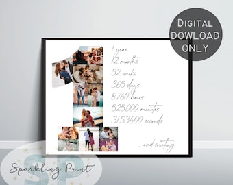 Custom First Anniversary Collage Gift, 1 Year Anniversary Gift for Boyfriend, First Year Together, One Year Down, One Year Anniversary Gift