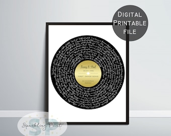 Custom Valentine's day Gift for him her, Personalized Vinyl Disk Print 1st 2nd first second Anniversary Wedding Music Lover Gift boyfriend