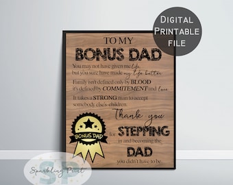 Stiefvater Geschenk, benutzerdefinierte Stiefvater Kunstdruck, personalisierte Wandkunst, personalisiert, Bonus Papa benutzerdefiniertes Geschenk