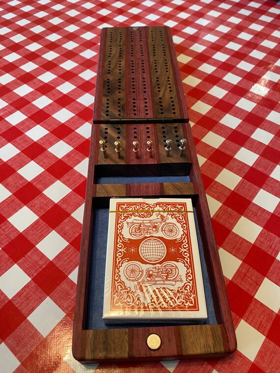 Handcrafted Folding Cribbage Board w/cards & Pegs Etsy