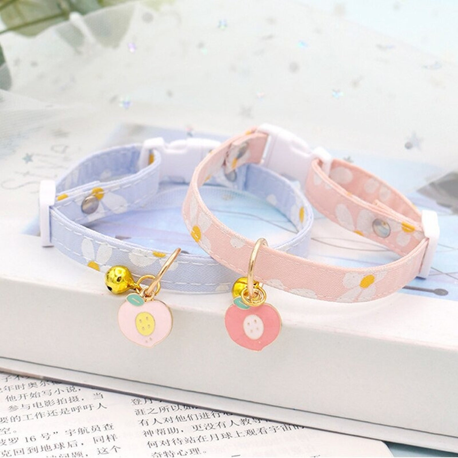 Cat Pet Cute Kawaii Anime Pastel Collar With Bell Cute Anime Etsy