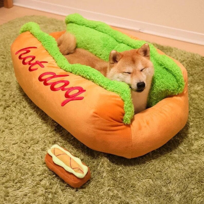 Hotdog Dog Puppy Cat Warm Soft Bed Funny Dog Supplies Large Etsy