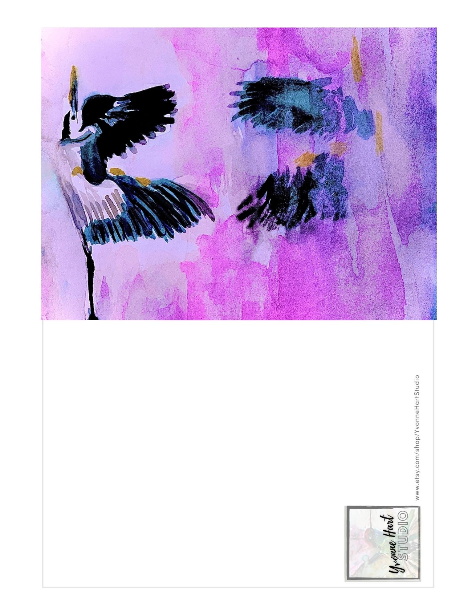 Blue Heron Card Art Happy Birthday Bird Greeting Card Etsy