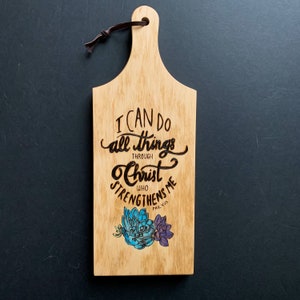 Bible Verse Cutting Board Wood Burned and Painted by Hand