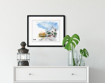 Ravello Italy Square Watercolor Print – Italian Travel Wall Art