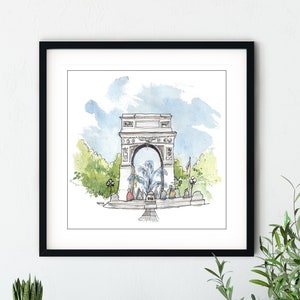 Washington Square Park Print, New York City art watercolor print, Greenwich Village art, Washington Square arch painting, New York City gift