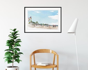 Copacabana Beach Rio Watercolor Print – Brazil Travel Wall Art
