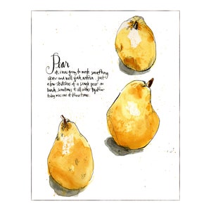 Pear art print, Kitchen wall art, Fruit artwork, Yellow watercolor pears wall art, Yellow pear painting, Pear kitchen art, Kitchen decor