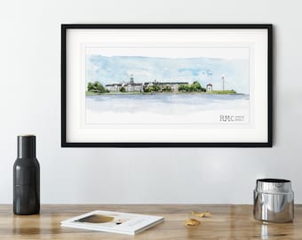 Watercolor Print of Royal Military College (RMC) in Kingston, Ontario - Canadian Art, Home Decor - Unique Gift