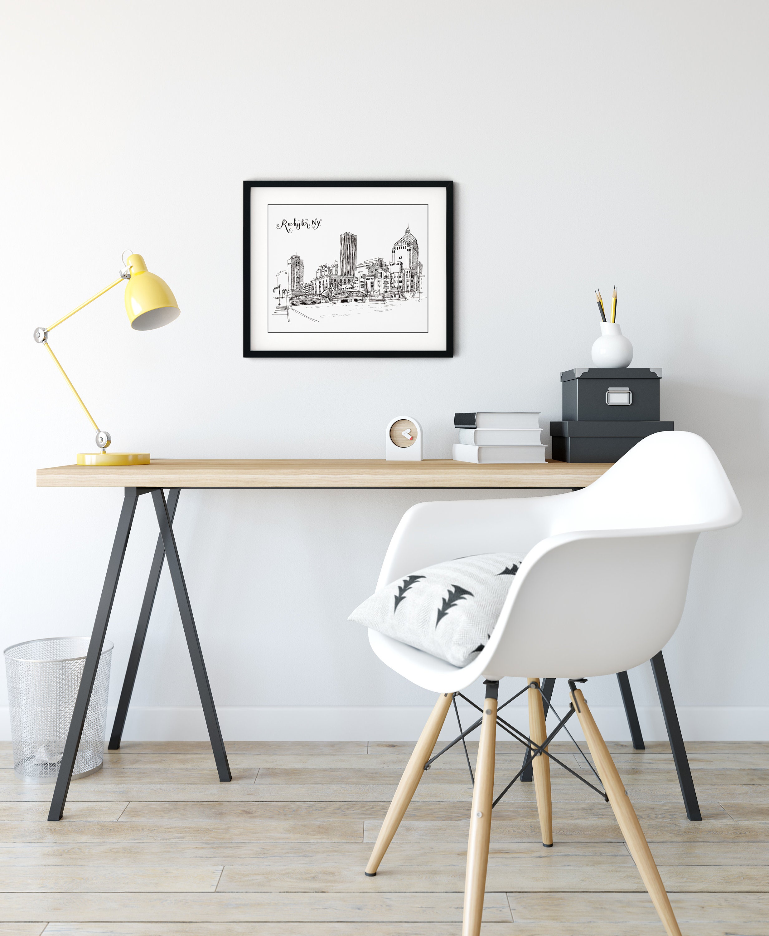 Rochester NY Skyline Print, Black and White City of Rochester Art Print, Rochester NY Art Print