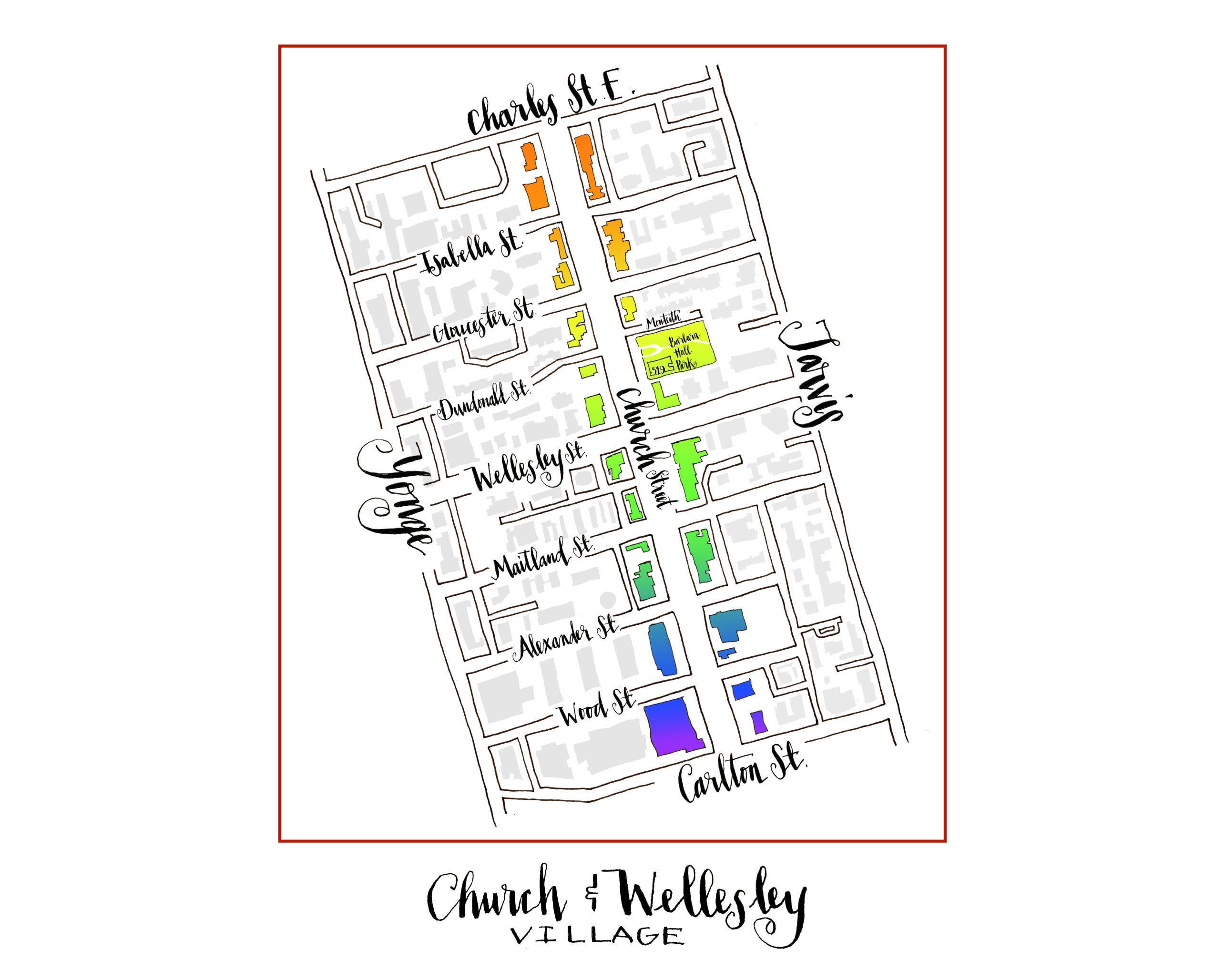 Toronto Church and Wellesley Neighbourhood Map Print, Gay Village Art Print, Toronto City Map