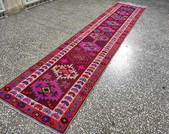 Turkish Rug Organic Rug Herki Rug 2.7x12.1 ft Hallway Rug Antique Rug Oriental Rug Code 8674 Vintage Rug Runner Rug Kitchen Rug
