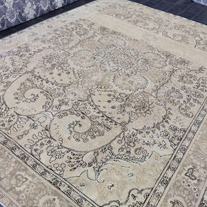 9.87&#39;x12.40&#39; Oversized Oushak Rug , Extra Large Rug, Muted Turkish Rug, Faded Wool Rug, Area Rug, Palace Rug, Vintage Turkish Rug