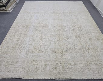 ハンドメイド ニュートラル ウシャック ラグ：ヴィンテージ トルコ