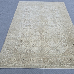 8&#39;x11&#39; Oversized Neutral Rug, Extra Large Rug, Hand Made Rug, Knotted Wool Rug, Turkish Neutral Rug, Oushak Muted Rug