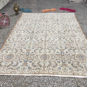 6x10 Faded Vintage Turkish Floral Area Rug For Living Room, 6.33x9.77 For Home Decoration  Vintage  Oushak Area Rug