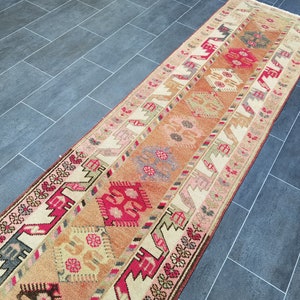 COLORFUL HERKI RUNNER Rug 2.49x13.12 // Vintage Kurdish Bohemian Wool Rug Runner For Entryway, Hallway or Dining Room