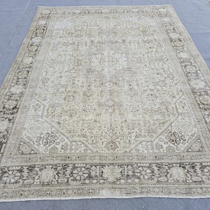 9.4&#39; x 12.2&#39; feet Neutral Area Rug, Neutral Oushak Rug, Handmade Area Rug, Turkish Wool Rug, Vintage Large Rug, Rustic Muted Rug