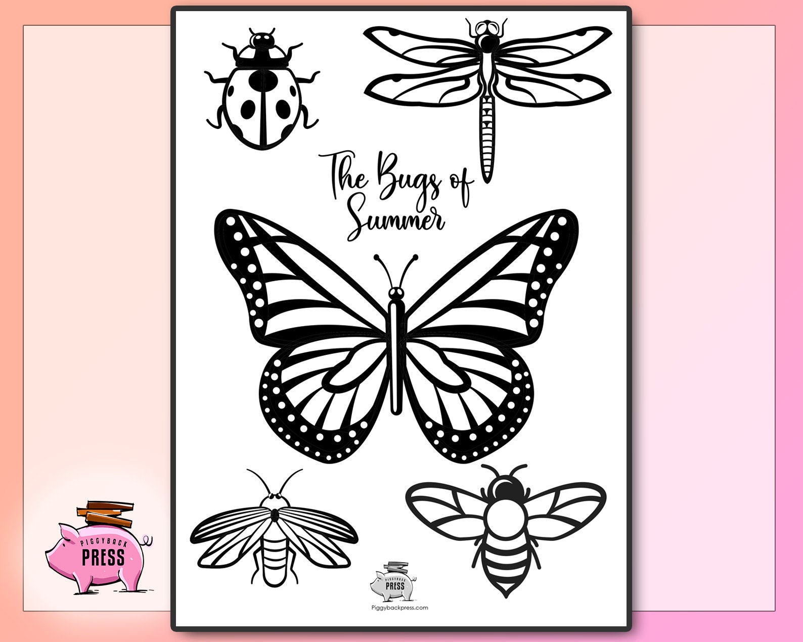 The Bugs of Summer PDF Coloring Sheet | Etsy