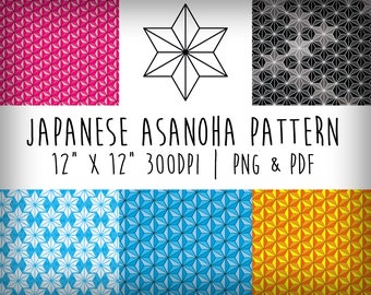 日本の伝統的な麻の葉模様 | デジタルペーパー PDF、JPG 形式 | 印刷や工芸用にダウンロード | 個人および商用利用