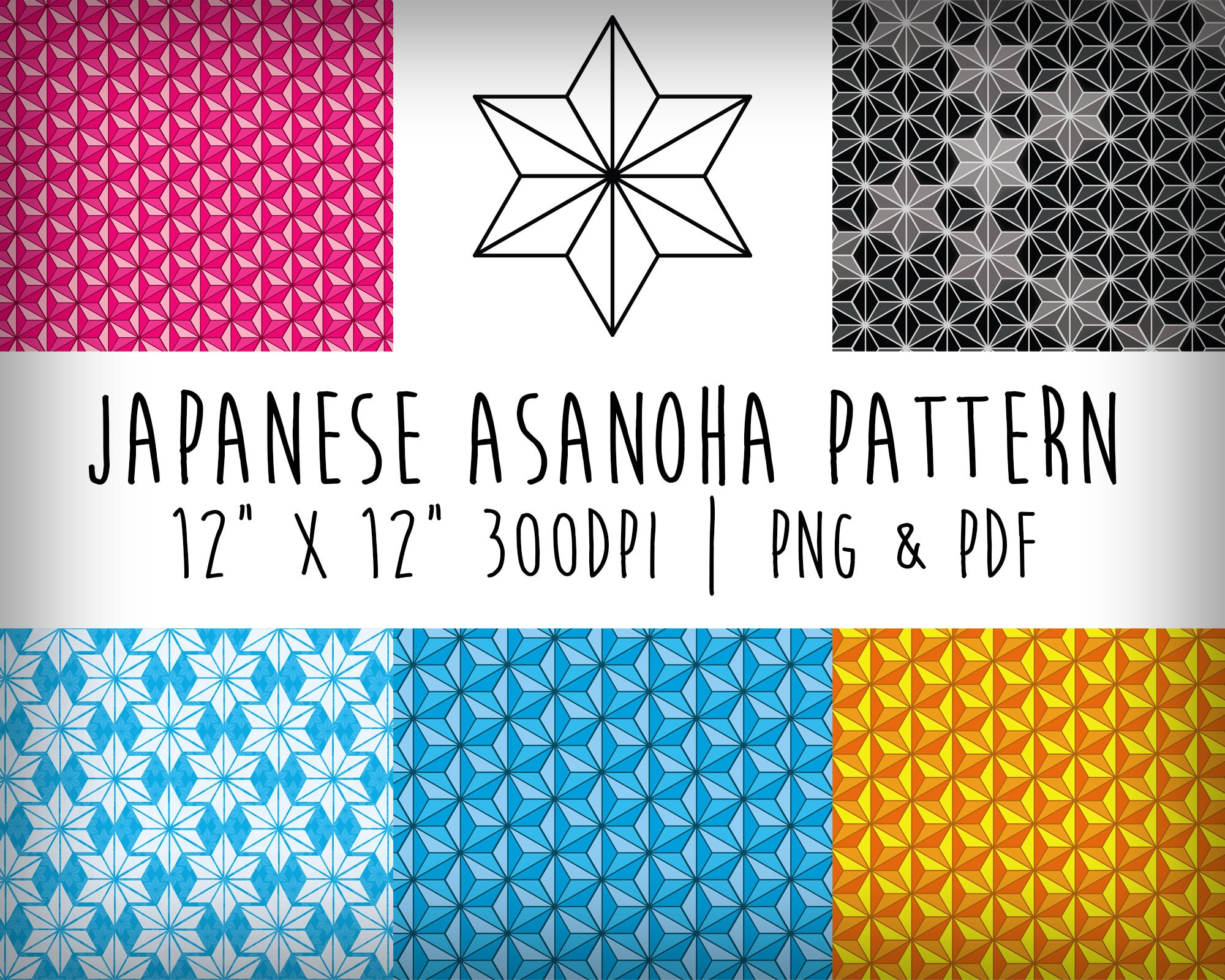 Japanese Traditional Asanoha Pattern | Digital Paper PDF