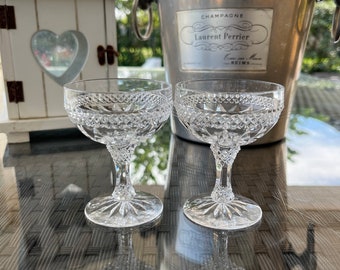 Vintage Crystal Champagne Coupes: Elegant Stemware, Set of 2