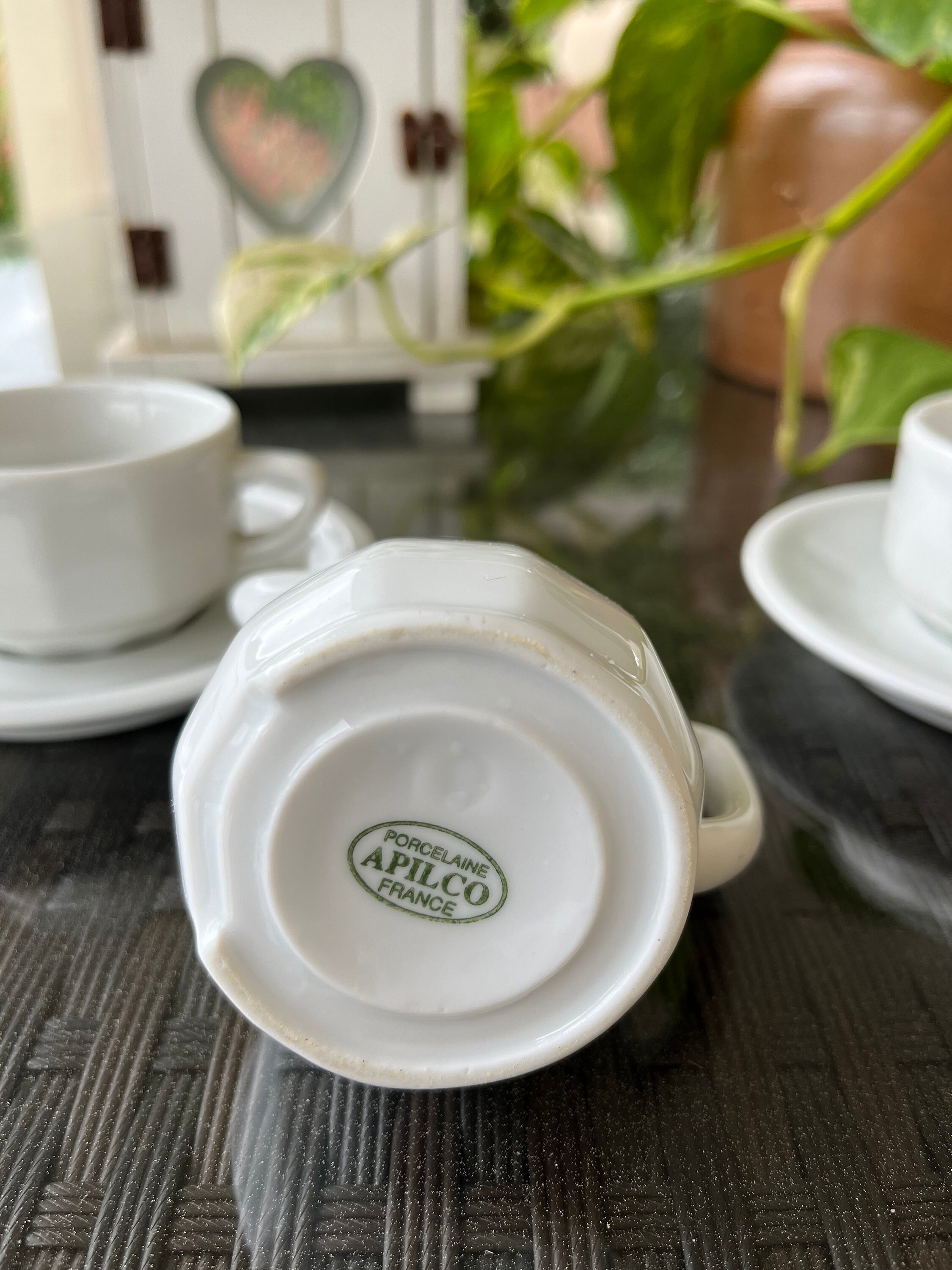Vintage Apilco White Espresso Cup Set: French Coffee Cups & Milk Jug - Etsy