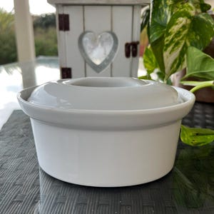 Vintage Apilco Terrine, Oven Dish With Lid. Small Glossy White Fois Gras Terrine or Butter Dish. Vintage Casserole. Classic Apilco Cookware.