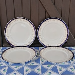 Antieke Alfred Meakin dinerborden: blauwe set kobaltblauwe set