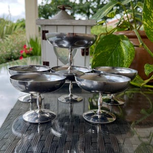 Ciotole per gelato vintage in acciaio inossidabile - Set di 6 coppette da dessert in stile bistrot francese