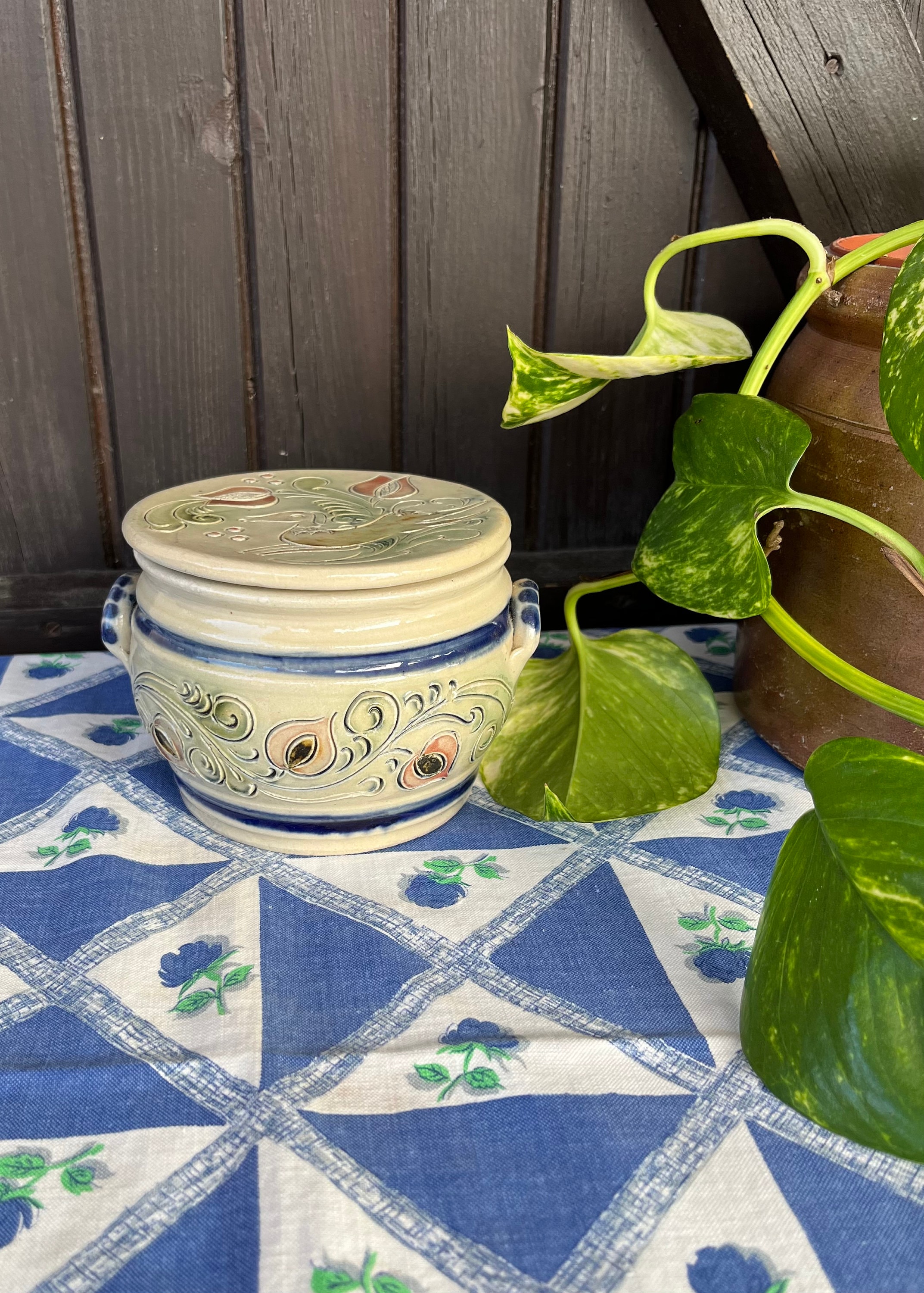 Vintage Betschdorf Alsace Gres French Butter Cooler. Stoneware Butter Dish. Dining and Serving. Kitchen and Dining. New Home Gift.
