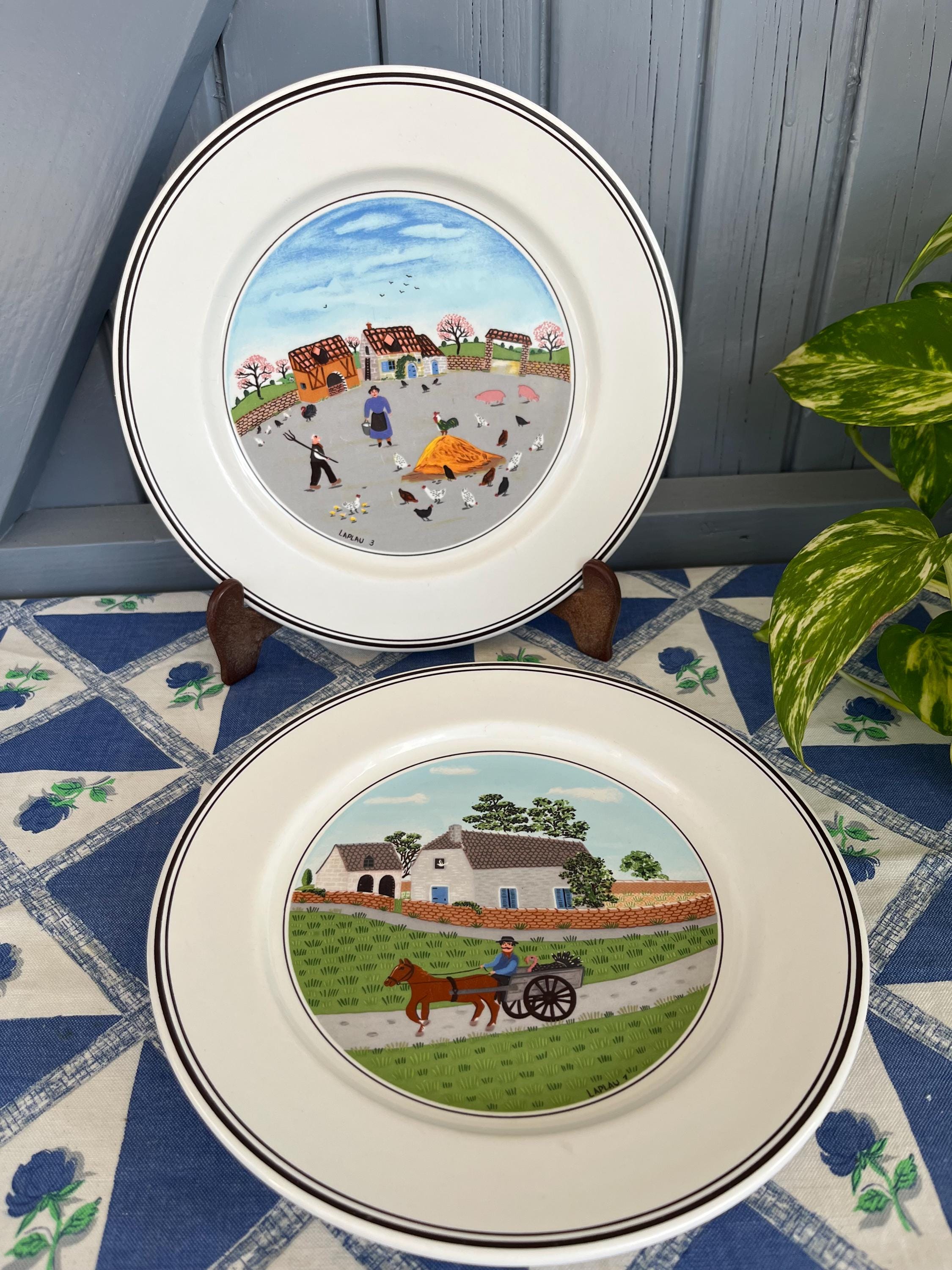 Vintage Villeroy and Boch Naif Side Plates, Farming, Countryside