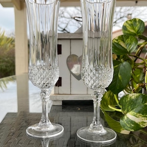 Vintage Cristal D’Arques Longchamp Champagne Flutes - French Glassware, Set of 2
