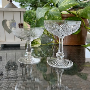 Two Vintage Crystal Champagne Coupes. Individual Champagne Glasses. Elegant Glassware. Crystal Stemware. Special Gift Idea.