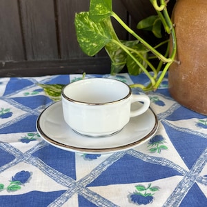 Vintage Apilco Espresso Cup and Saucer: White French Bistro Ware