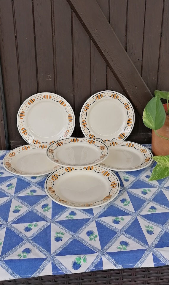 Six Antique French Dinner Plates. French Manufacturer Etsy