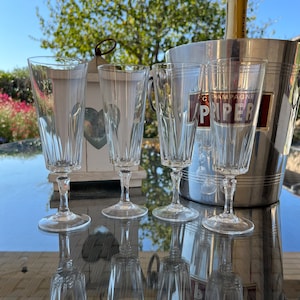 Vintage Cristal D&#39;Arques Champagne Flûtes. Four Crystal Champagne Cocktail Glasses. Elegant French Glassware. Gift Idea.
