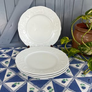Philippe Deshouliéres Limoges Dinner Plates (Set of 4): Embossed Fruit Design