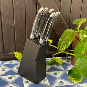 5er Set. Vintage LAGUIOLE Messer und LAGUIOLE Serviergabel. Vintage französisches Besteck. Geschmiedete Biene Trademark.