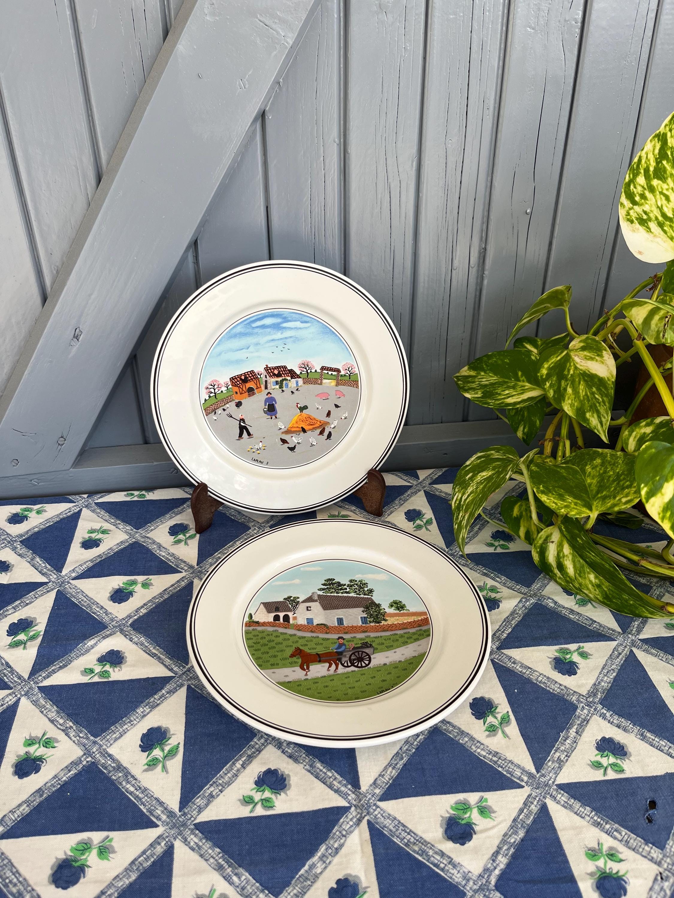 Vintage Villeroy and Boch Naif Side Plates, Farming, Countryside