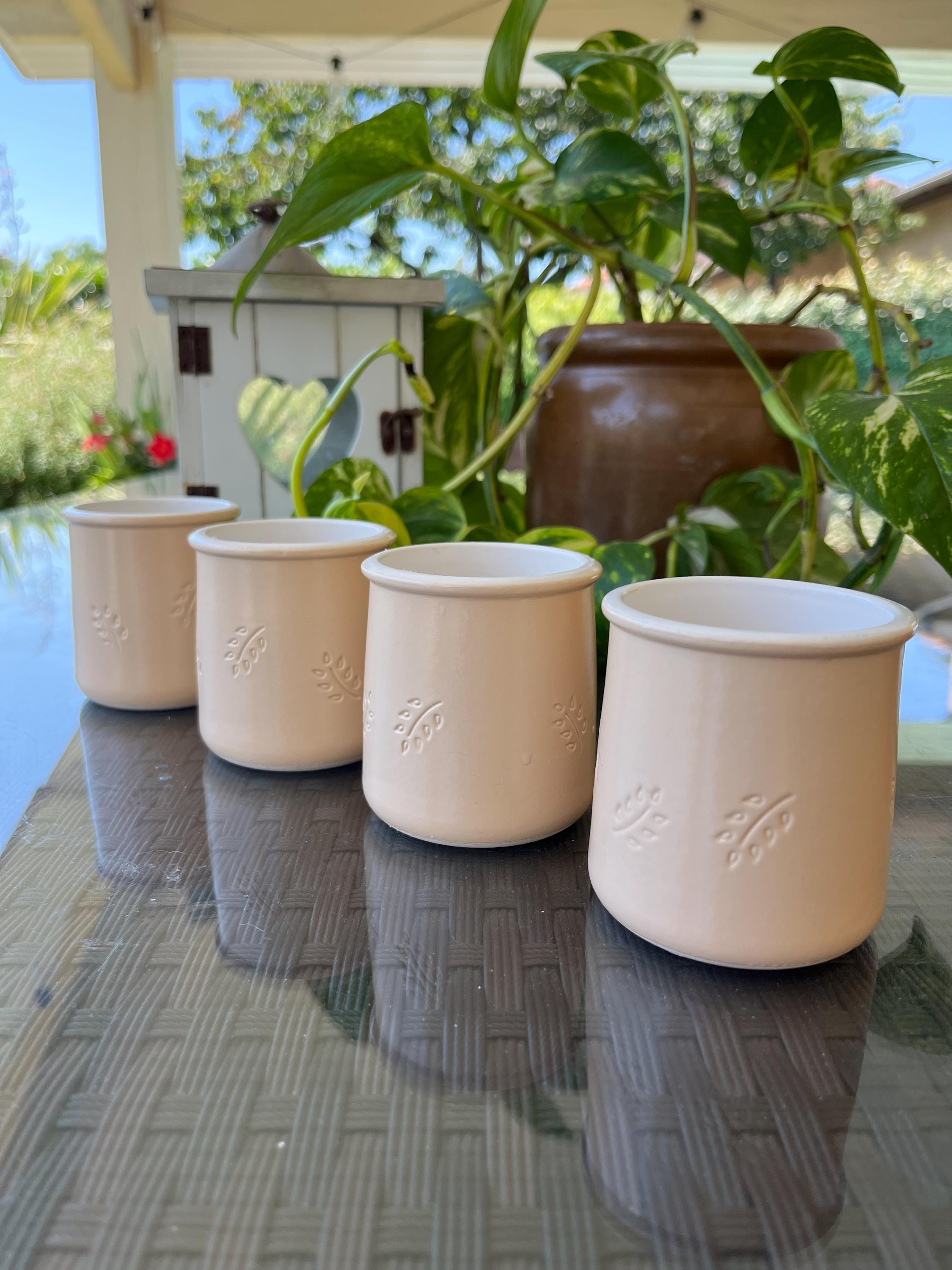 French La Fermière Terracotta Yoghurt Pots: Set of Four