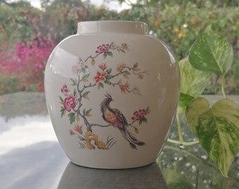 Vintage Burleigh Ironstone Vase: Bird of Paradise, Staffordshire England